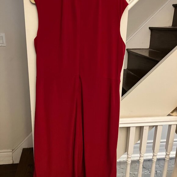 Kasper Women's Red and White Colorblocked Faux-Wrap Cap-Sleeve Dress NWT - Picture 4 of 10